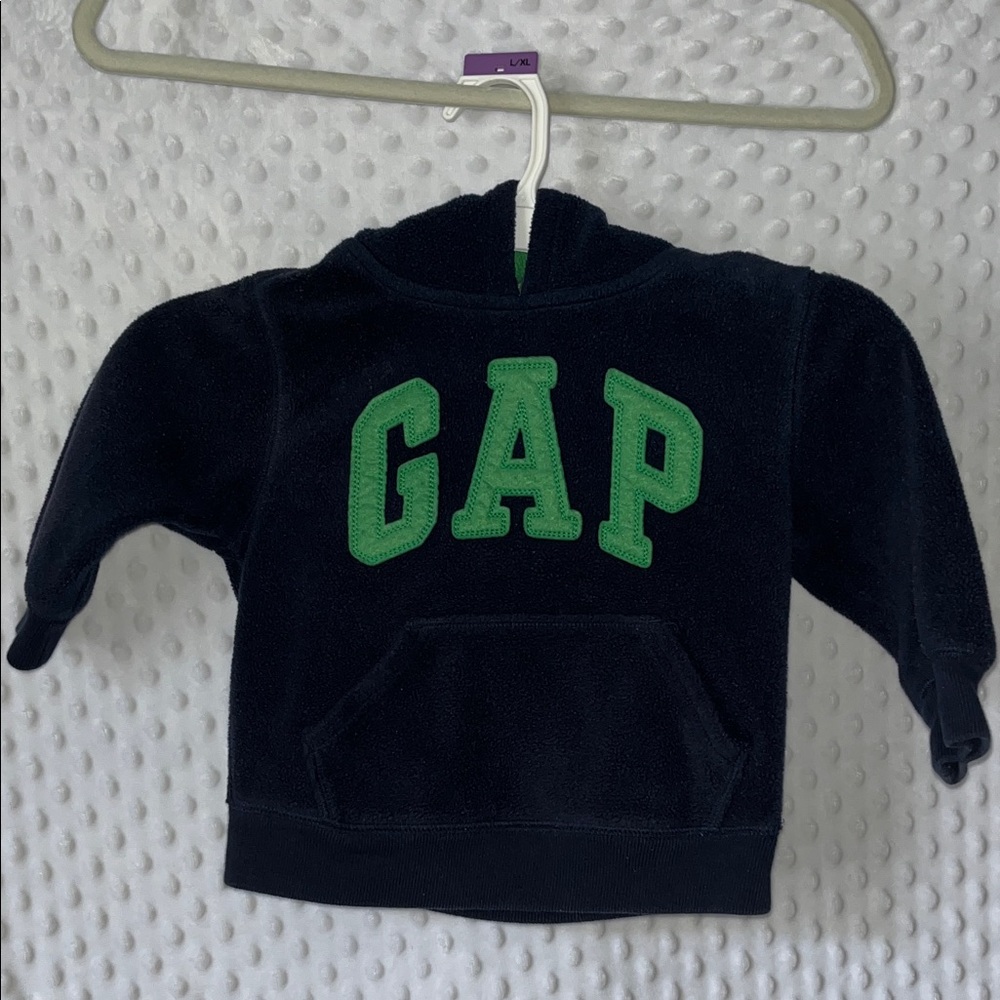 GAP Kids Dark Blue Hoodie with Bright Green Lettering